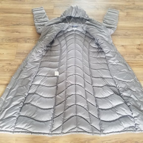 Patagonia Full Length Down Long Parka Jacket Small Winter Puffer Coat Silver Ski - Picture 4 of 6
